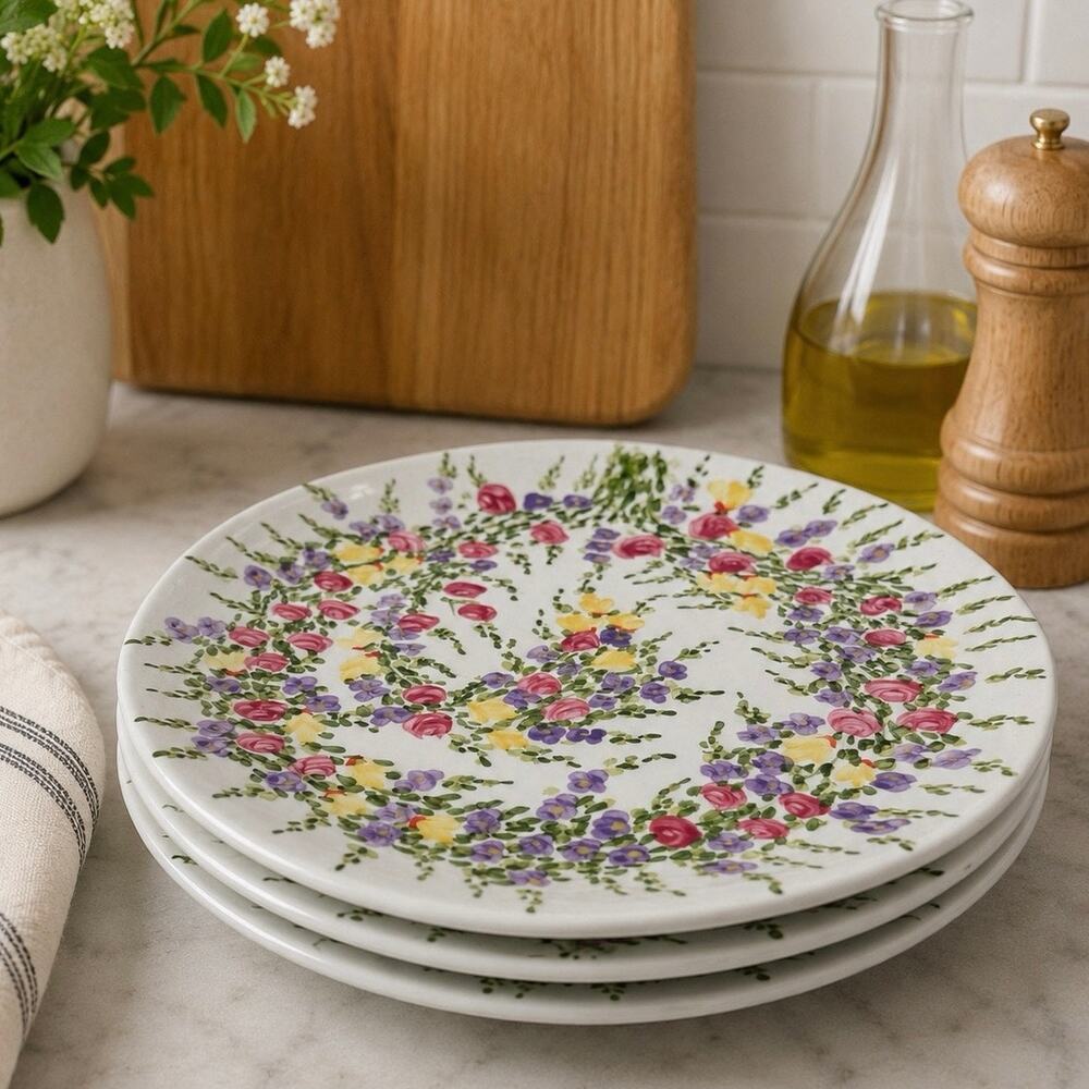 Spring Garden Tabletops Unlimited Hand Painted Floral Dinner Plate Cottagecore 3